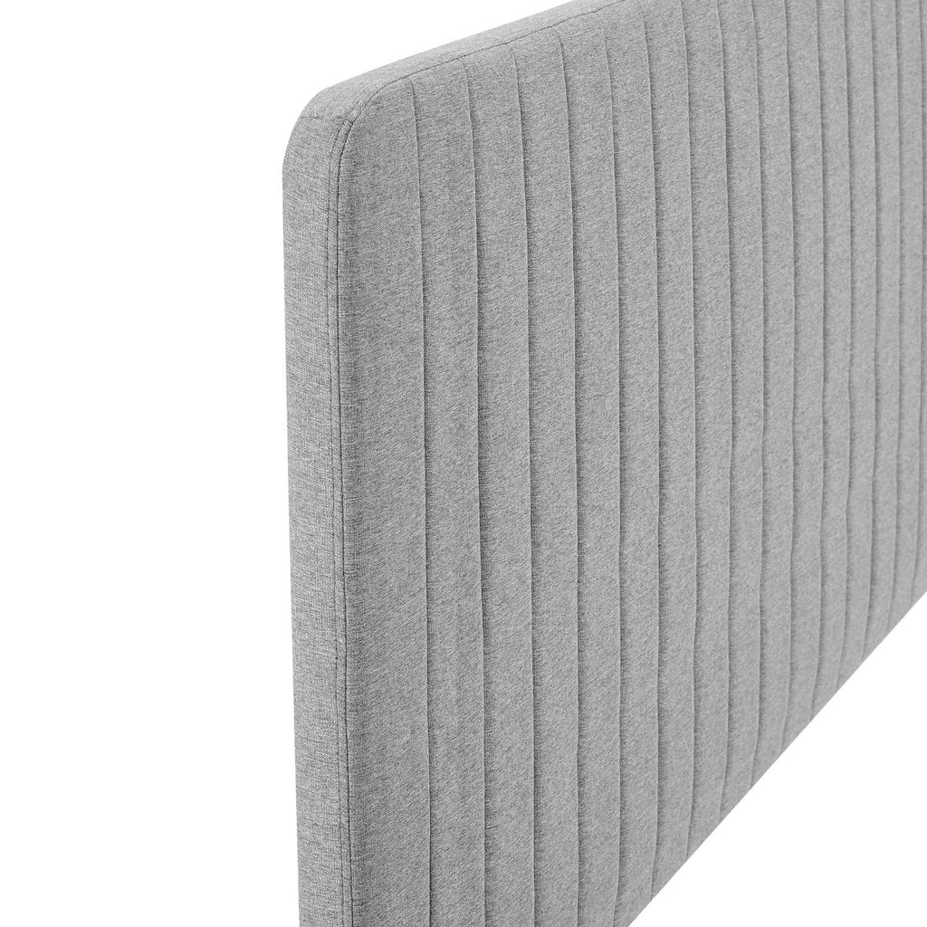 Light Gray Tufted Upholstered Fabric King Headboard K4348