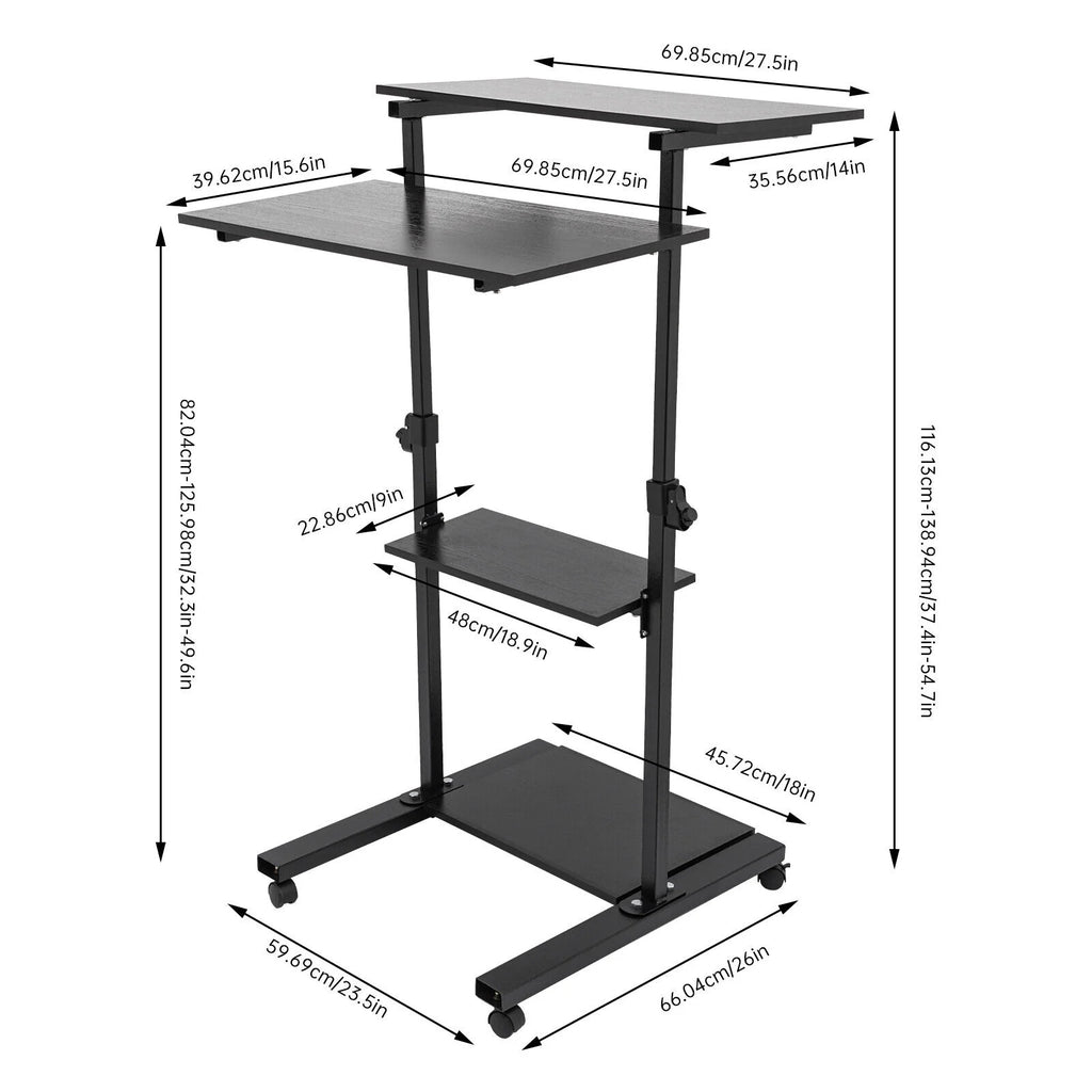 Black Adjustable Mobile Standing Desk L77390