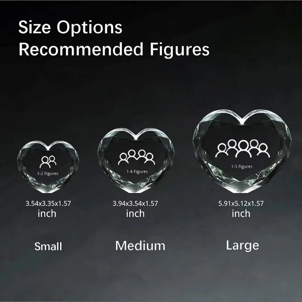 Heart Shape 3D Crystal Photo Glass Engraved Customized Gift X240300