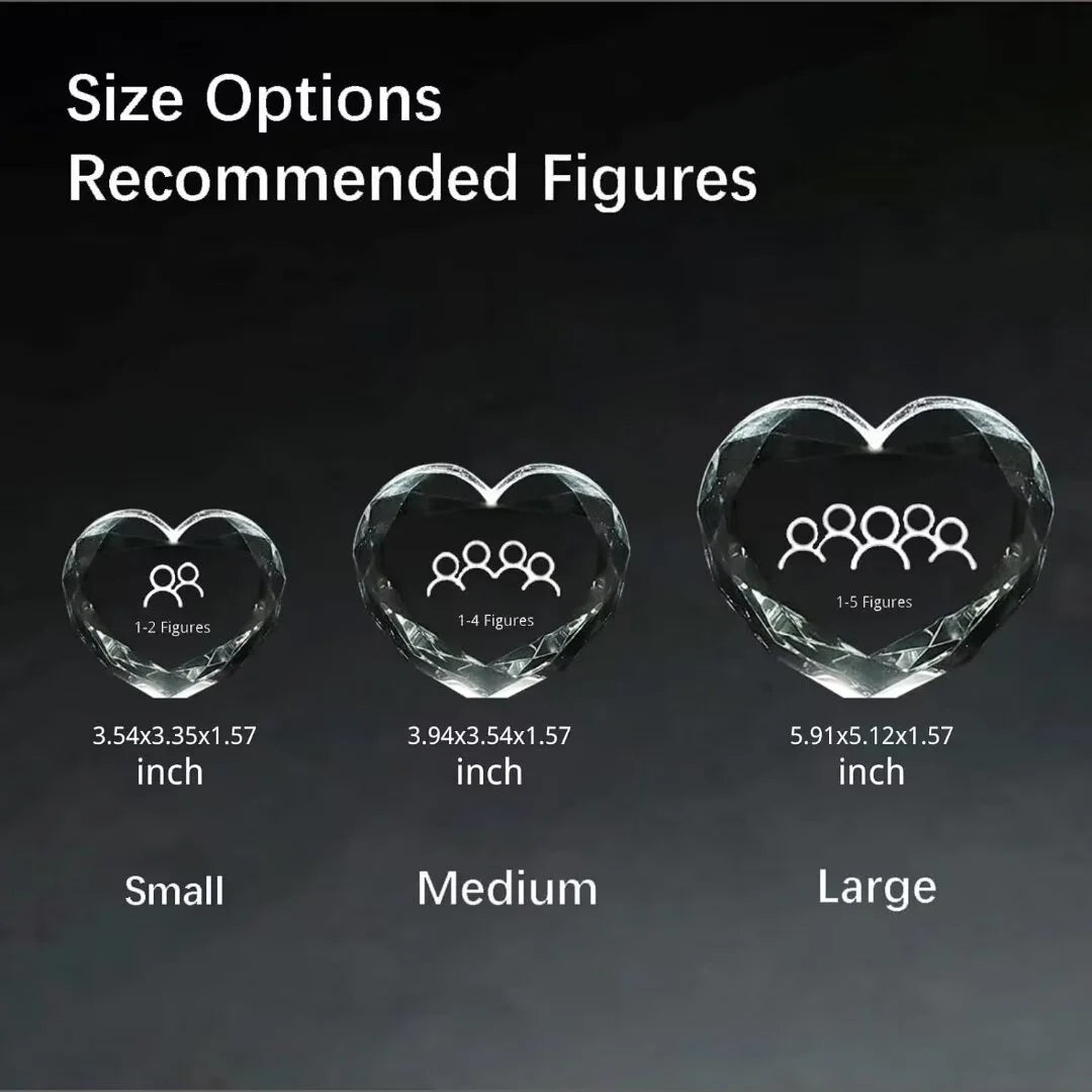 Heart Shape 3D Crystal Photo Glass Engraved Customized Gift X240300