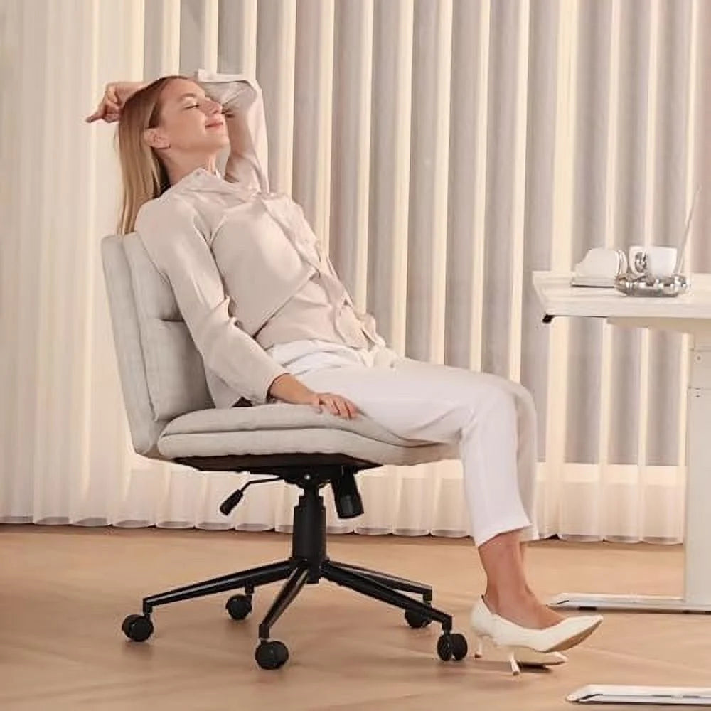 Black Armless Fabric Office Chair with Wheels V95735