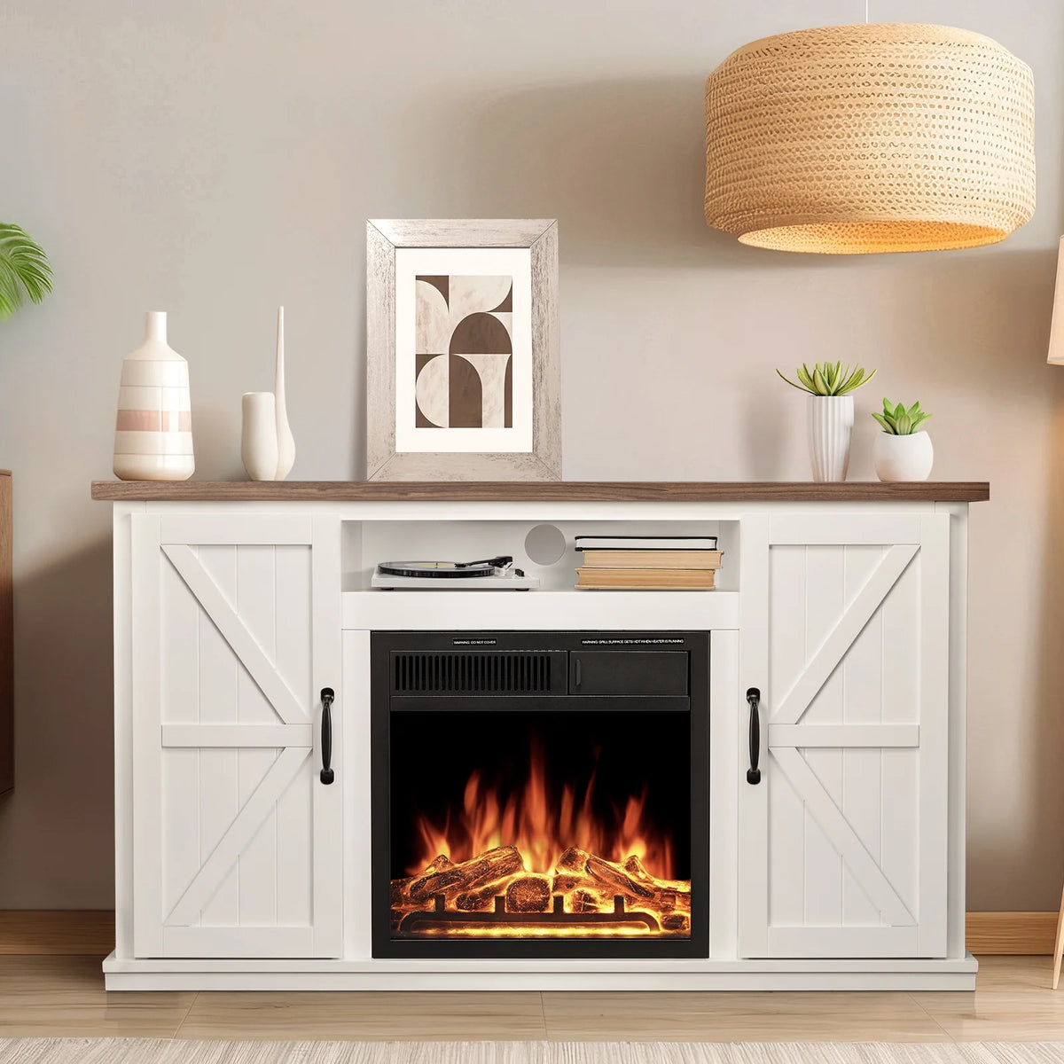 48'' Freestanding Electric Fireplace with Remote Control Y655816