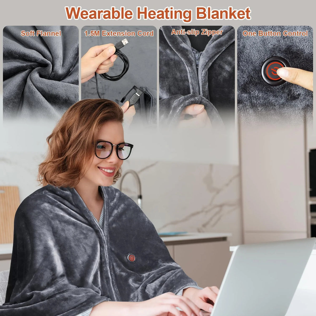 Portable USB Heated Blanket Shawl H15056