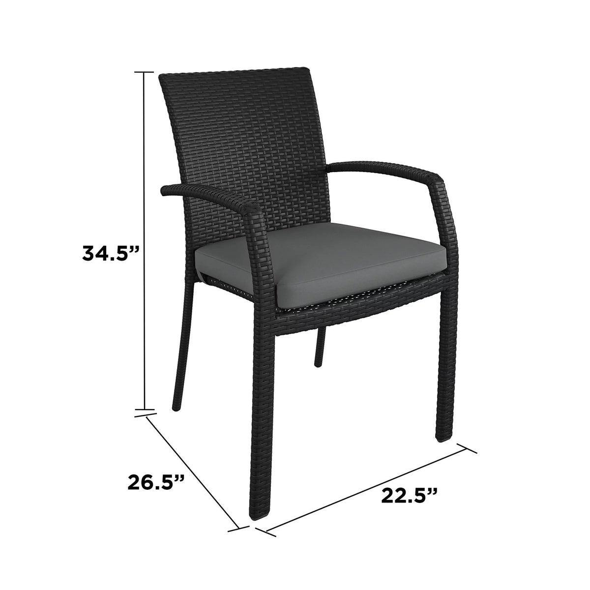 Black Wicker Stacking Dining Chairs 6-Pack R5879