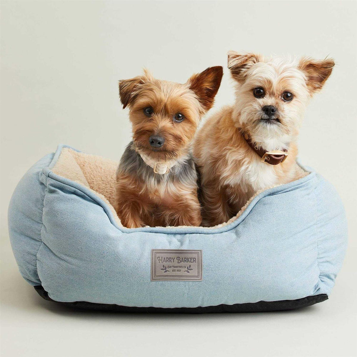 Blue Chambray Sherpa Pet Bed T286