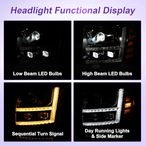 LED Projector DRL Headlight Assembly Black Housing Clear Reflector A93294