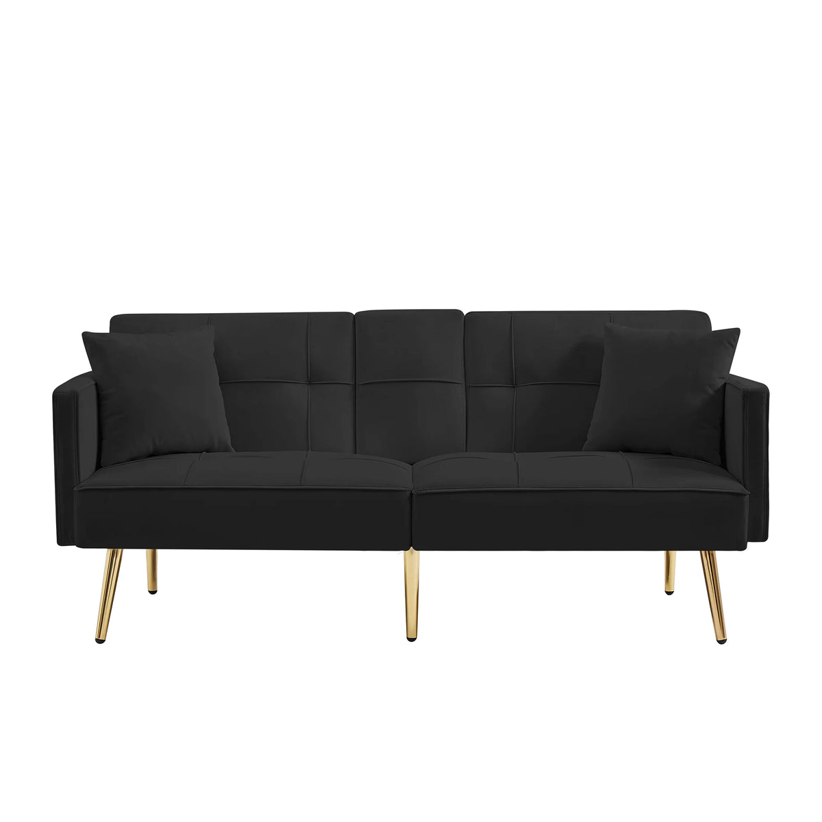 Black Velvet Convertible Futon Sofa Bed V930828