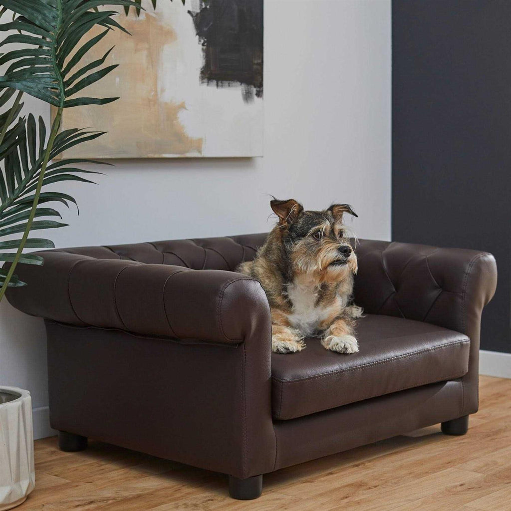 Leatherette Tufted Sofa Cat & Dog Bed M54661