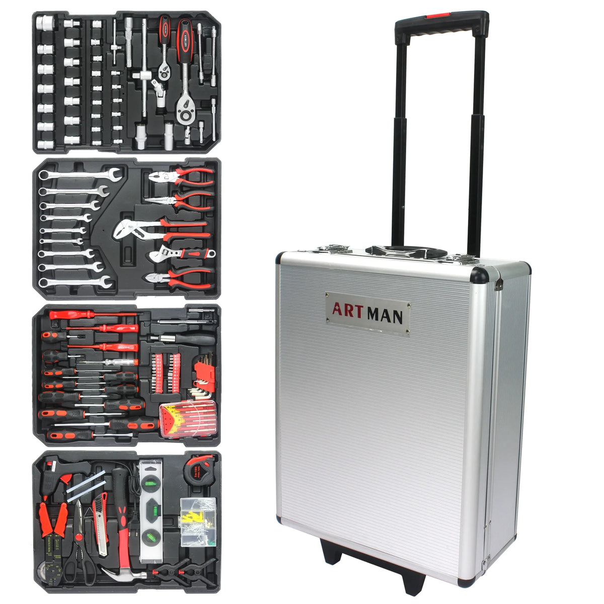 White 4 Layers Rolling Tool Box Set I15428