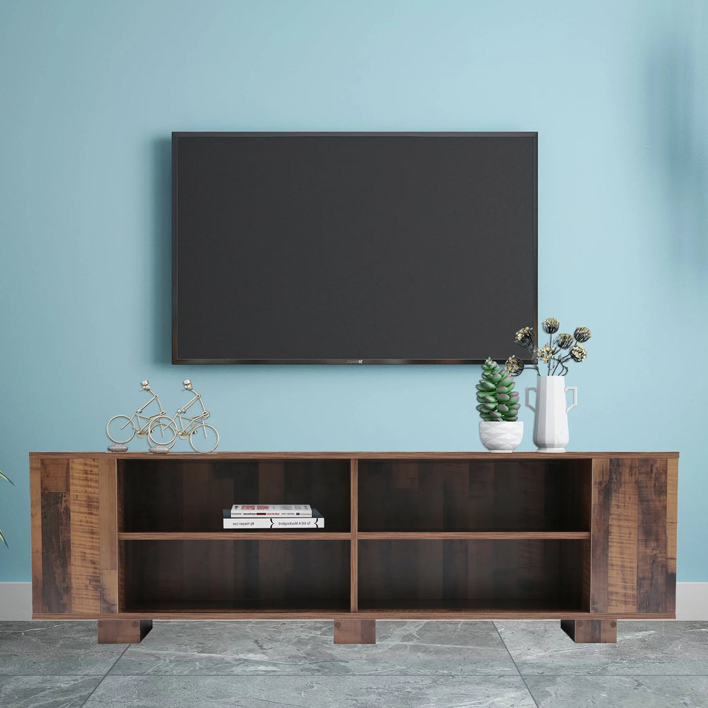 Brown TV Stand with 8 Open Shelves L31442