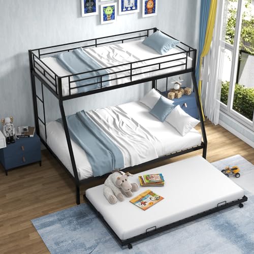 Twin Over Full Metal Bunk Bed with Trundle A172