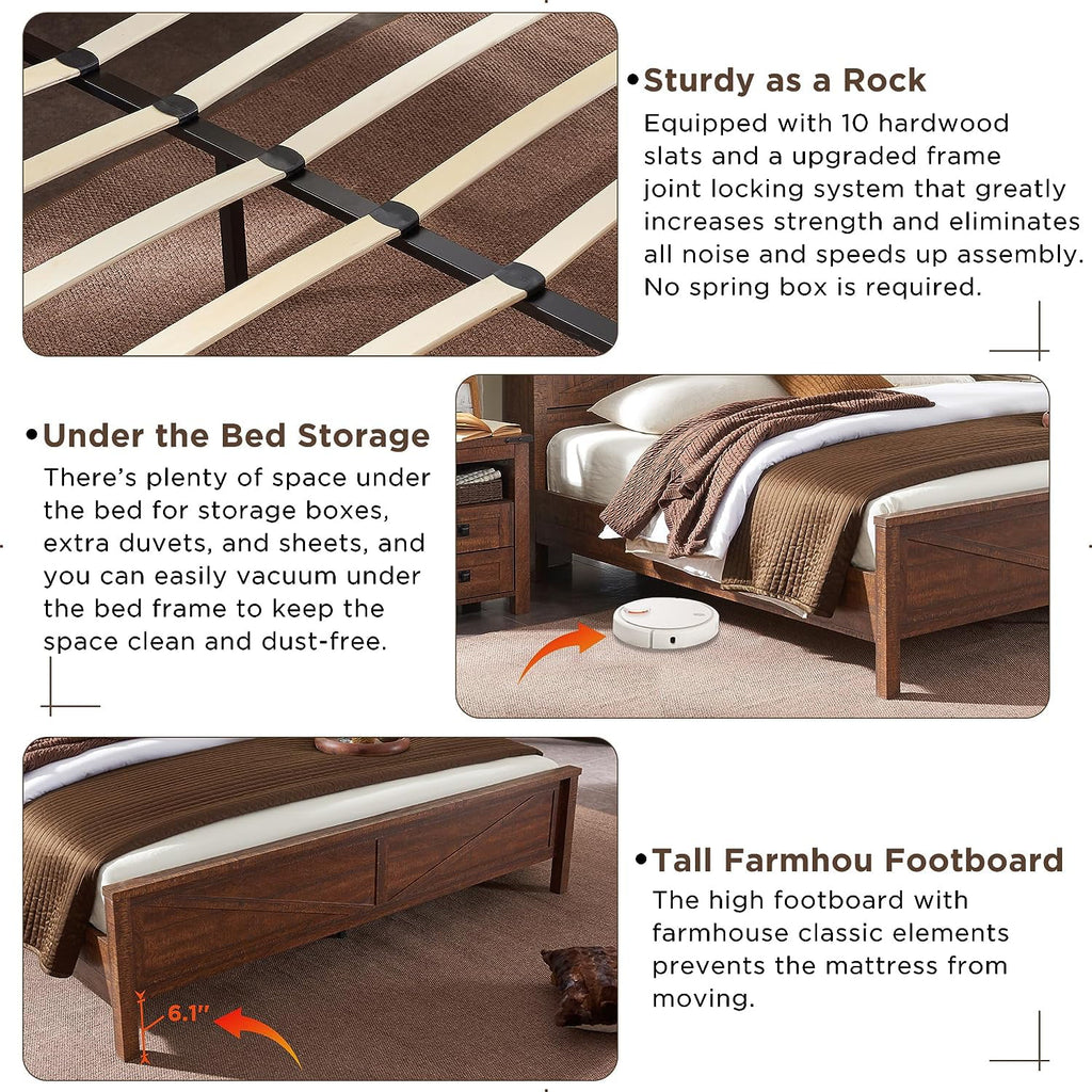 Full Platform Bed with Bookcase Headboard Storage and Charging Station X379780