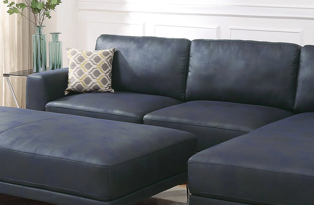 Navy Blue 2pc Leather Gel Sectional Sofa C803