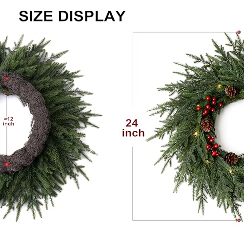 24" Artificial Christmas Wreath with LED Lights C656