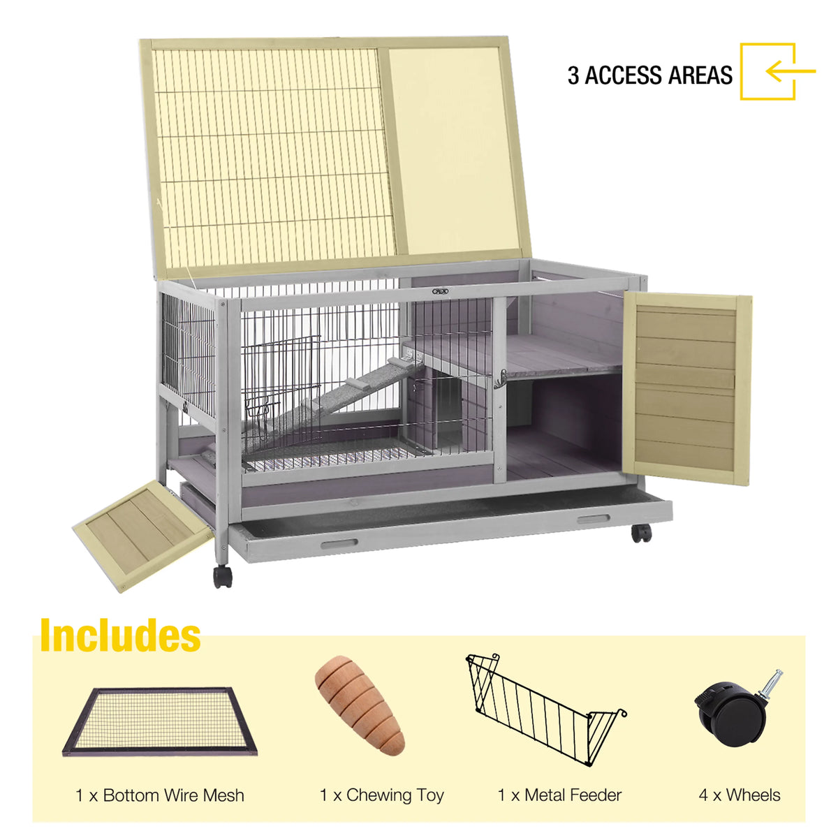 Rabbit Hutch Guinea Pig Cage with Tray C65149
