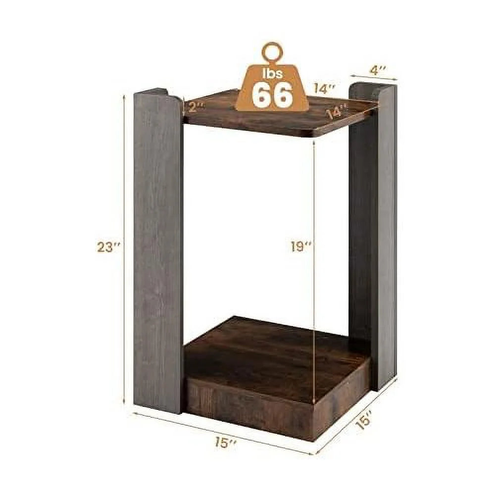 2-Tier Square Side Table with Open Storage Shelf W984456