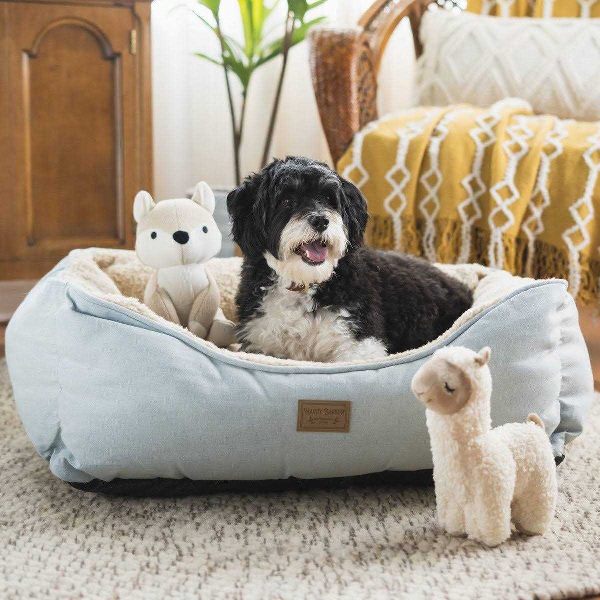 Blue Chambray Sherpa Pet Bed T286