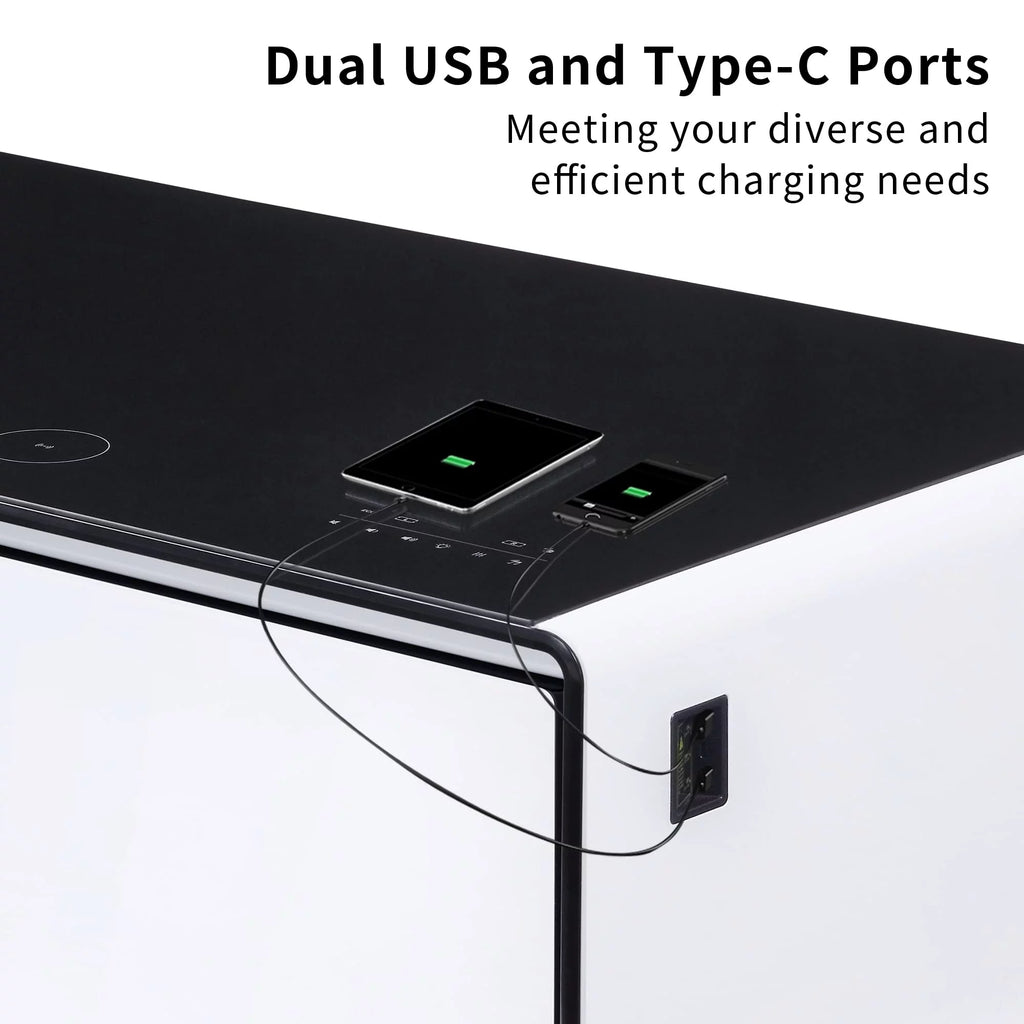 Smart Coffee Table with Fridge and Bluetooth Speaker O63907