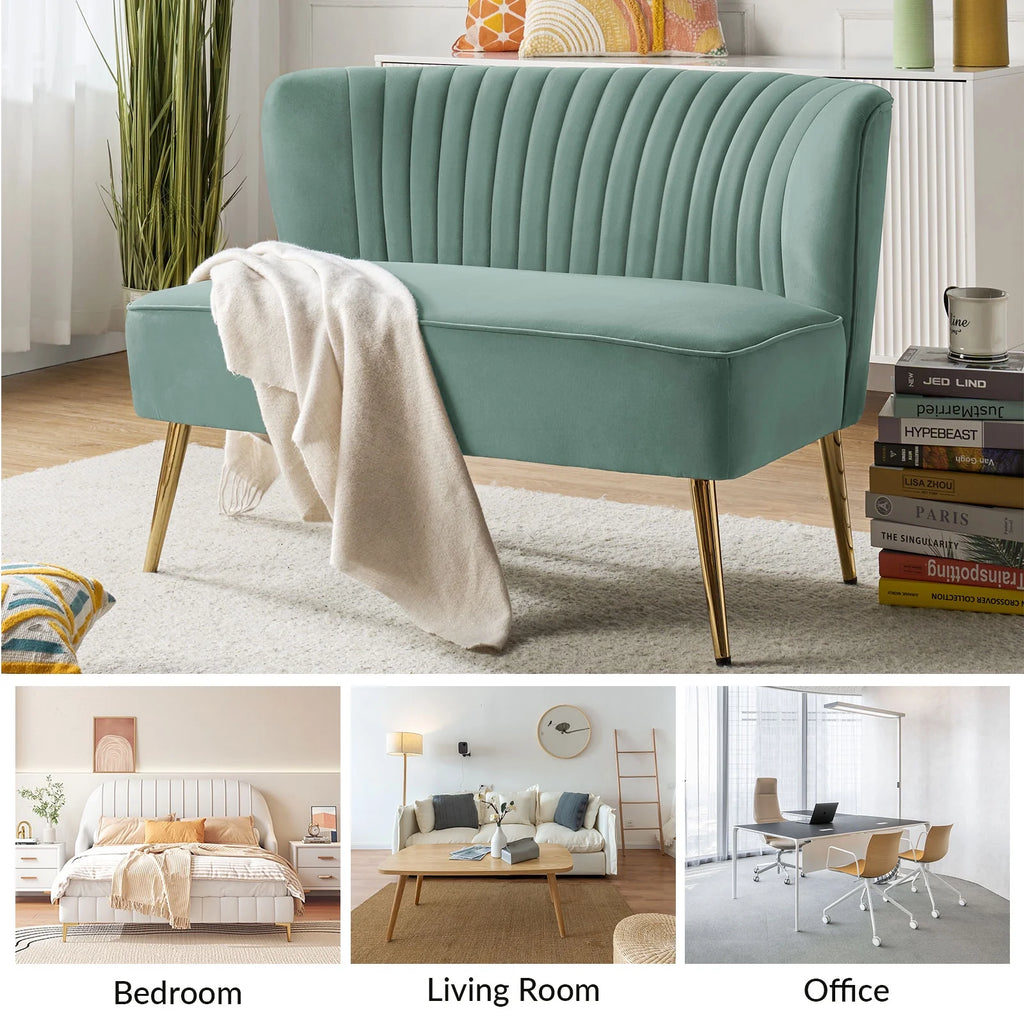 Velvet Sofa Loveseat Upholstered Tufted Back V514027