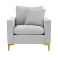 Silver Velvet Upholstered Club Chair with Decorative Pillow O565395