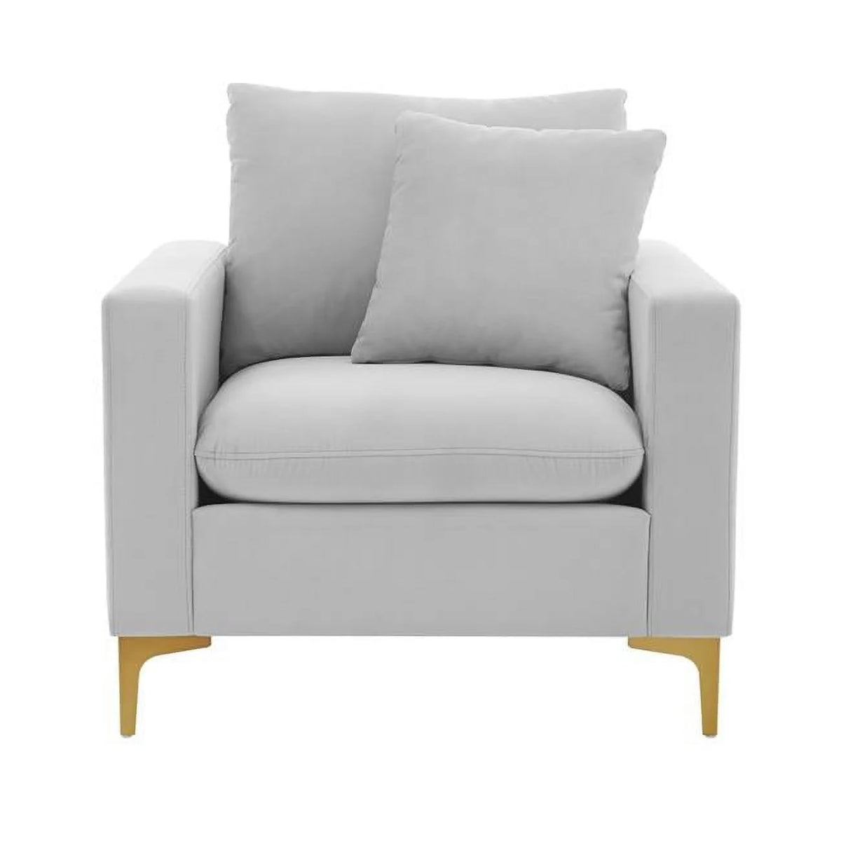 Silver Velvet Upholstered Club Chair with Decorative Pillow O565395