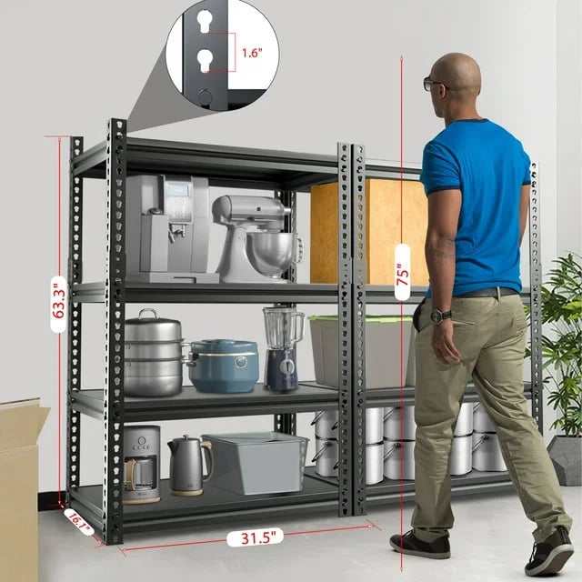 2 Packs 4 Tier Adjustable Metal Storage Shelves E97423