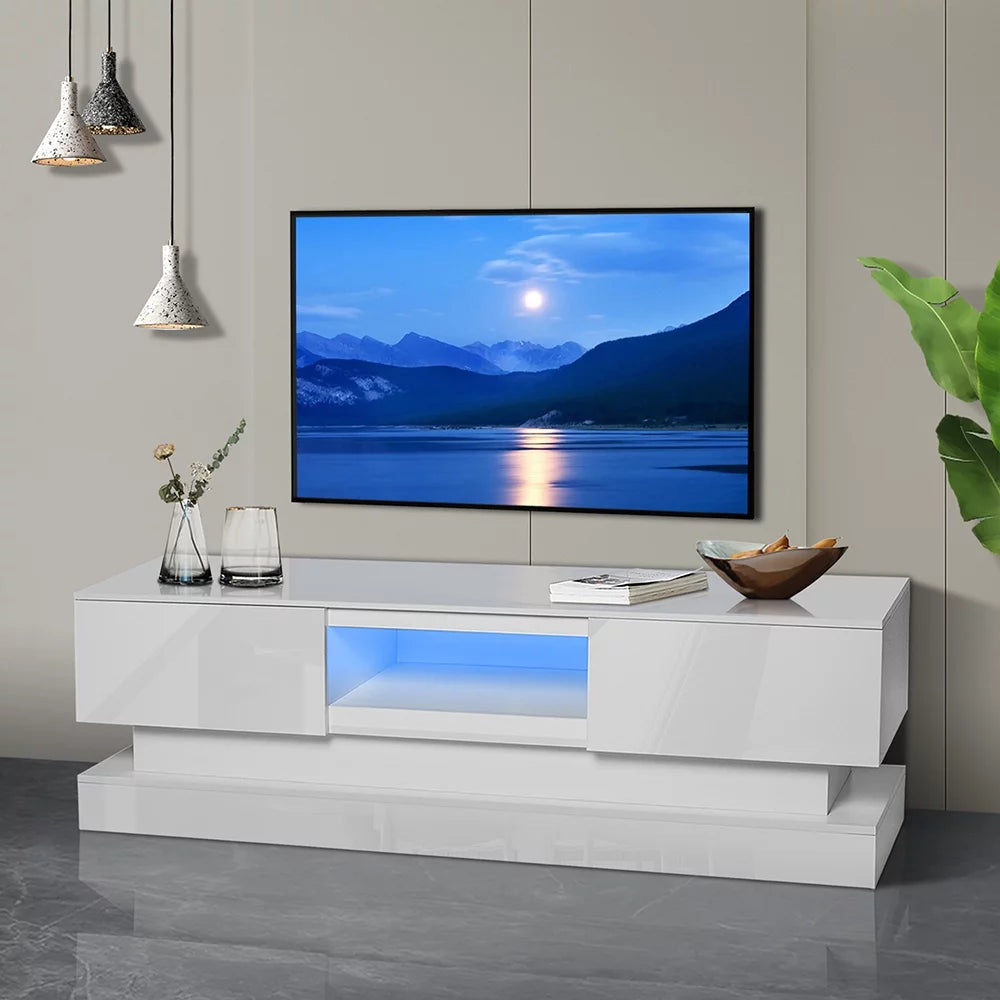 White High Gloss LED TV Stand with 16 Colors Lights T111372