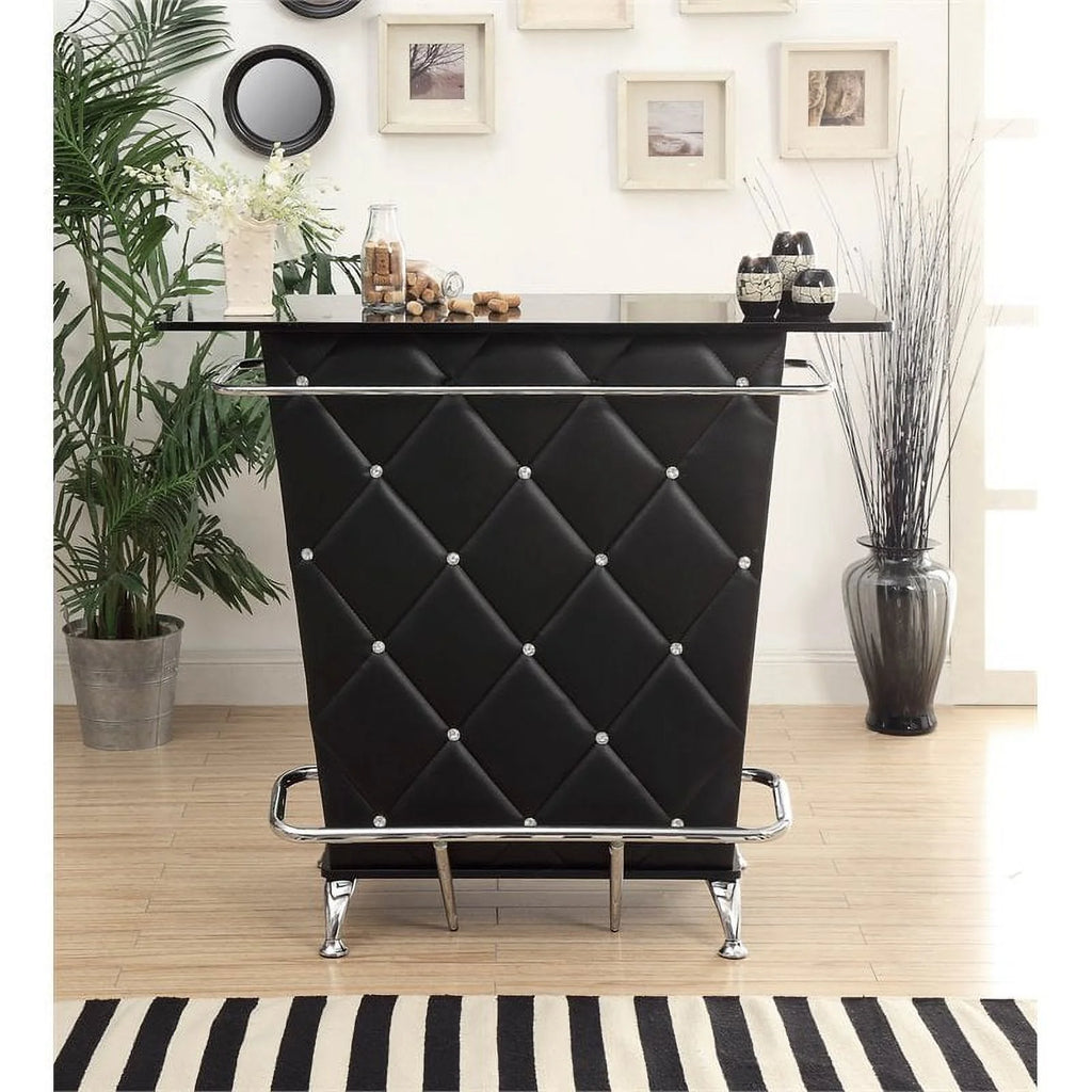 Black Faux Leather Tufted Bar Table T402702