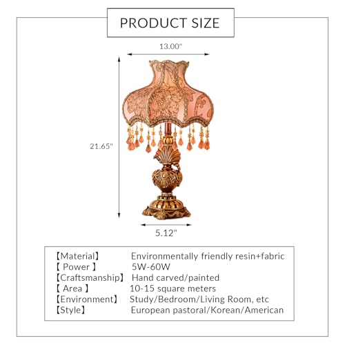 Antique Victorian Floral Table Lamp Fabric Lampshade Resin Base P260970