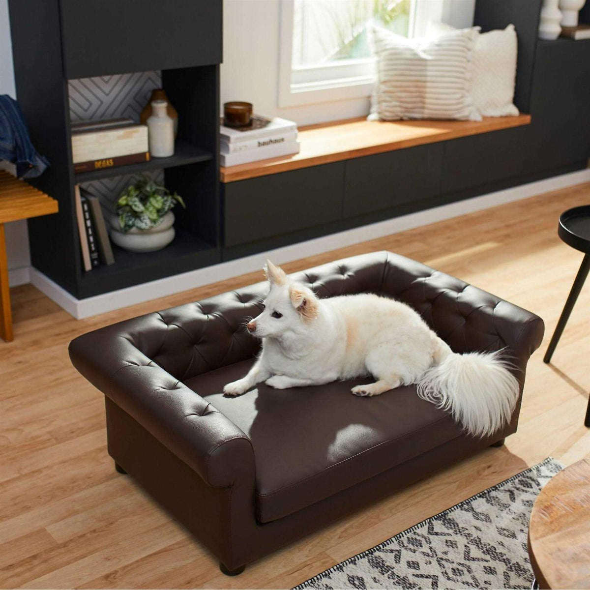 Leatherette Tufted Sofa Cat & Dog Bed M54661