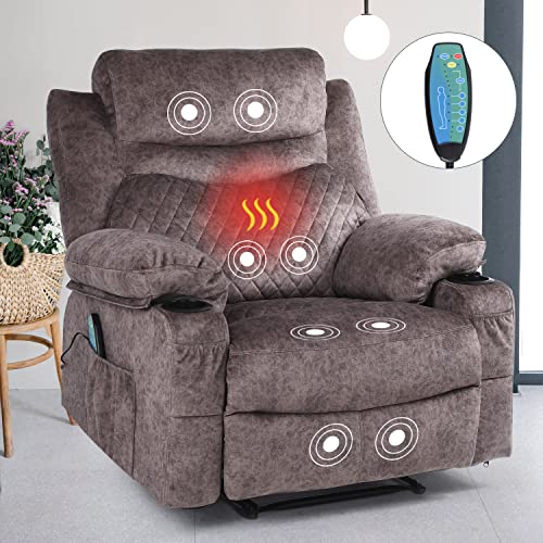 Oversized Grey Fabric Recliner with Massage and Heat X631373