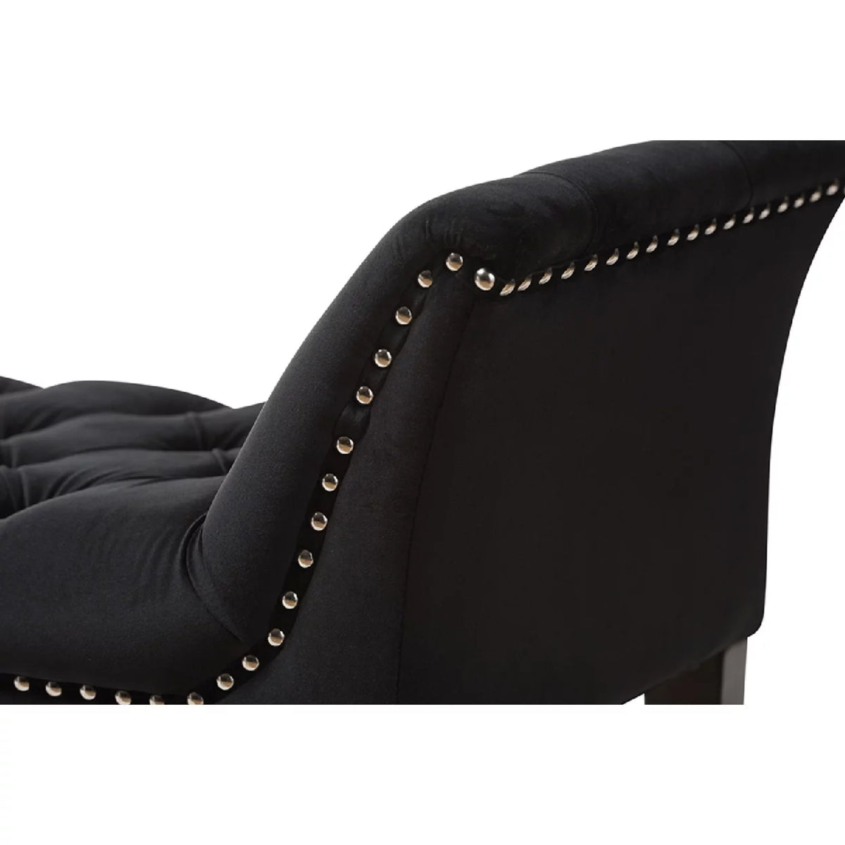 Black Velvet Upholstered Bench W16158