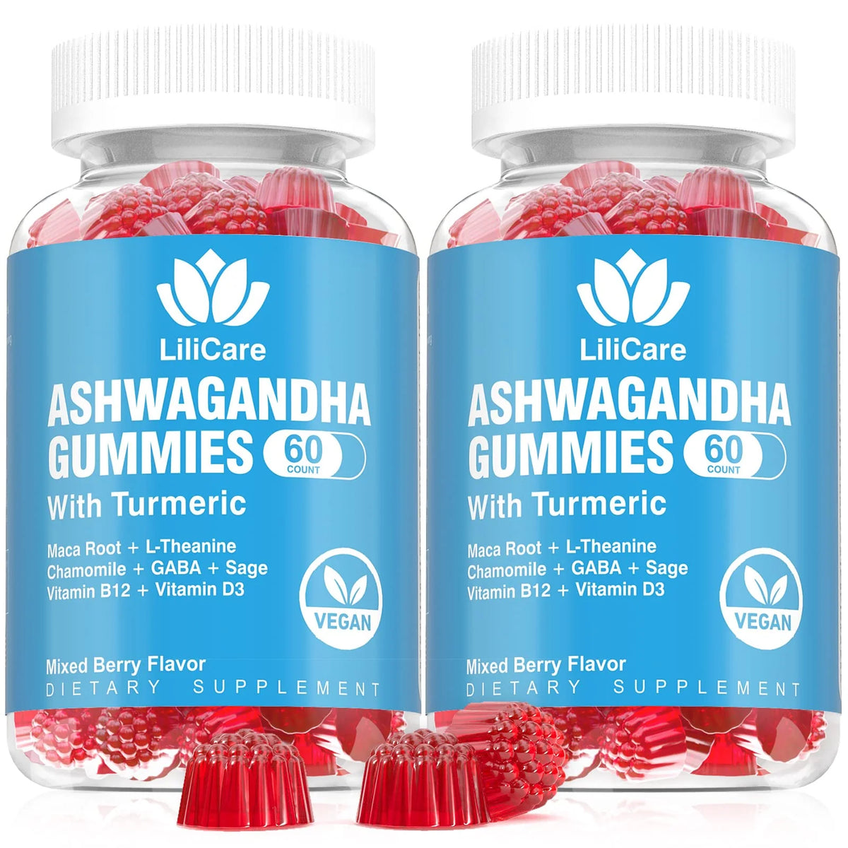 2 Pack Ashwagandha Gummies 2000mg Supplement 120 Count K818