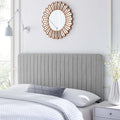 Light Gray Tufted Upholstered Fabric King Headboard K4348