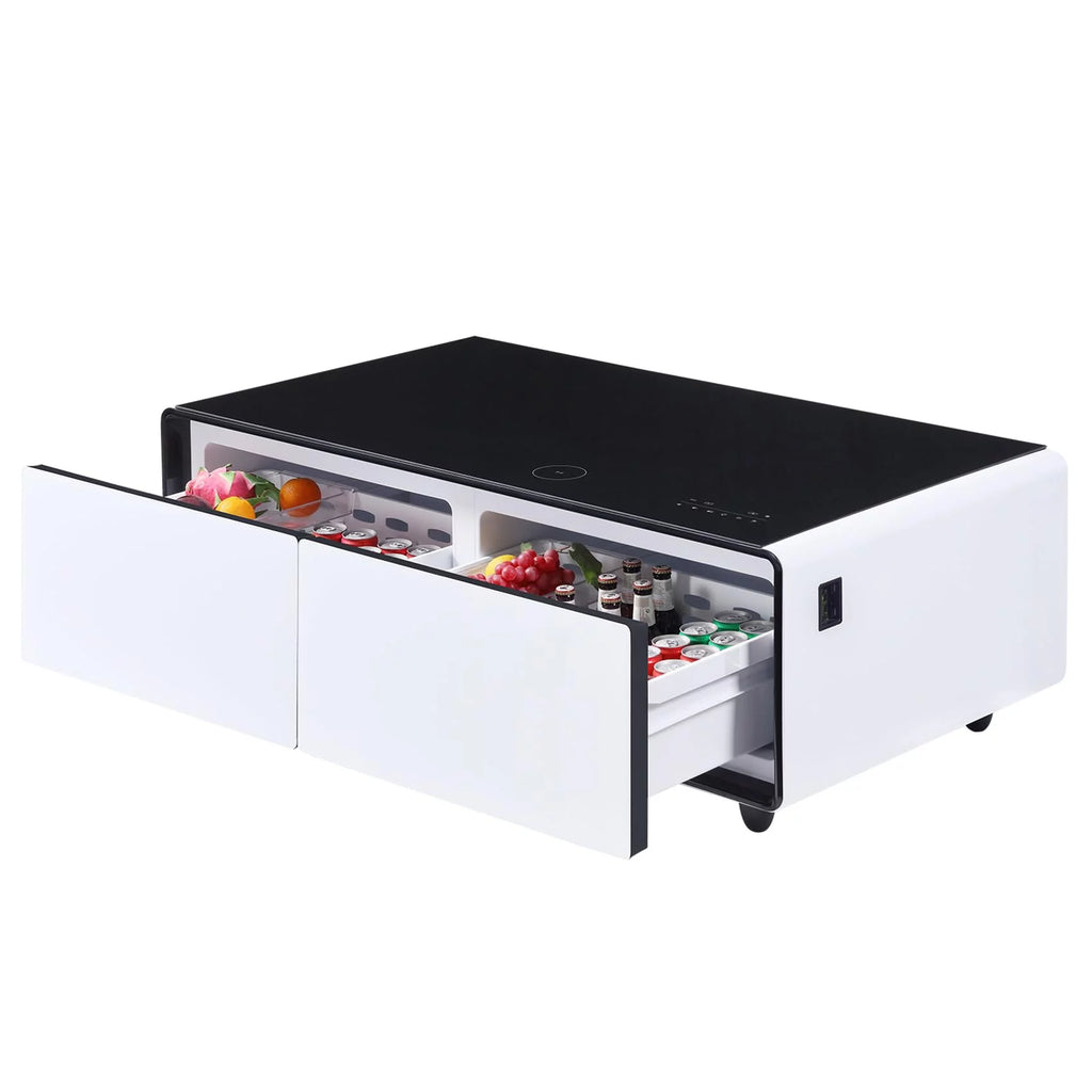 Smart Coffee Table with Fridge and Bluetooth Speaker O63907