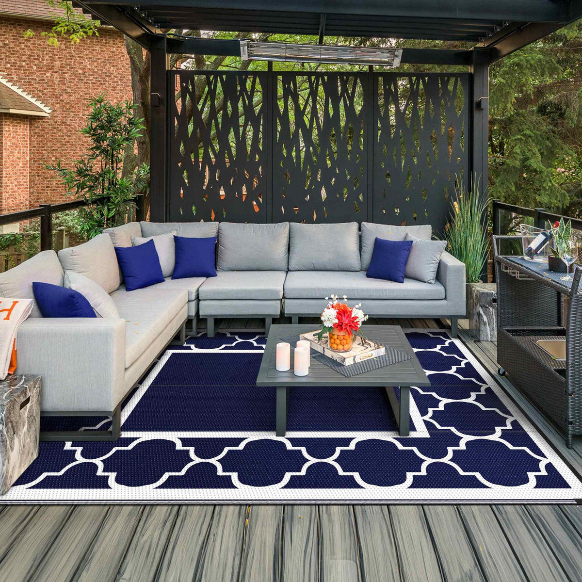 8'x10' Reversible Straw Plastic Waterproof Outdoor Rug W53917