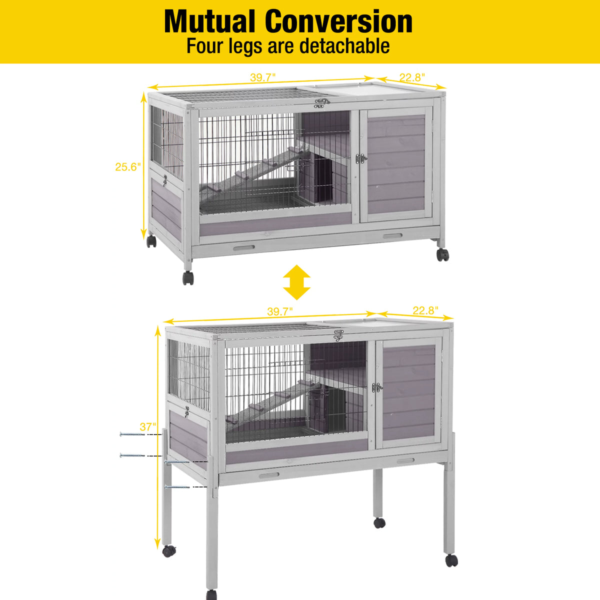 Rabbit Hutch Guinea Pig Cage with Tray C65149