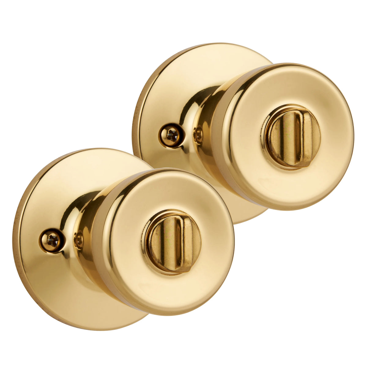 Keyed Entry Tulip Style Doorknob Polished Brass Twin Pack S118