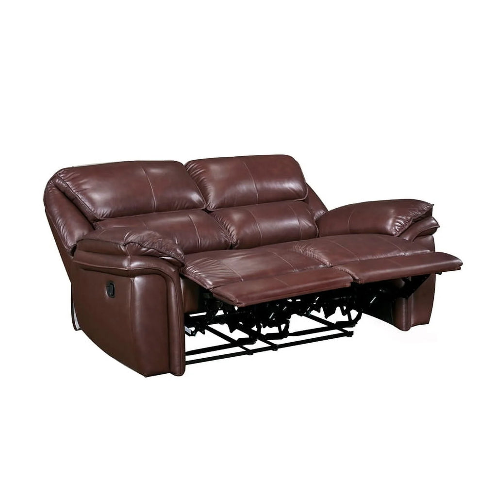 Brown Leather Match Double Reclining Love Seat S948