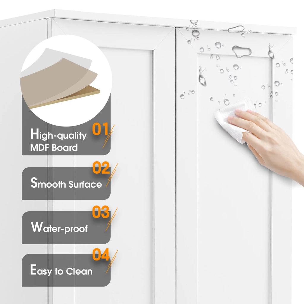 Tall Wood Bathroom Storage Cabinet with Adjustable Shelves J12328